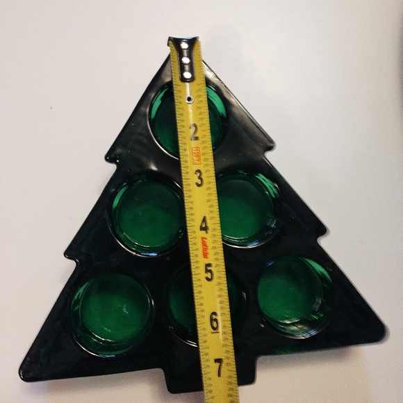 Vtg 1997 Celebrate The Season Green Glass Tree Tea Light Candle Holder Christmas - Picture 2 of 6